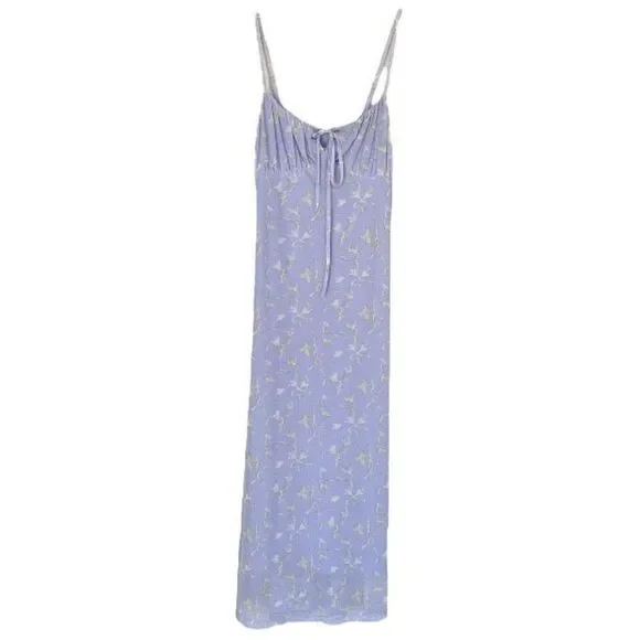 Anthropologie Lavender Floral Sleeveless Slip Midi Dress NWT Size Extra Small